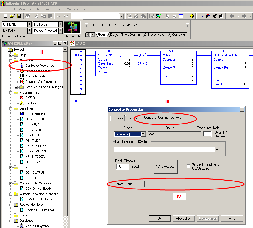 RSLogix 5 Pro Editor, Dialog Controller Properties