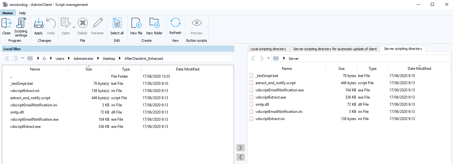 Fig.: Módulo Administración de scripts