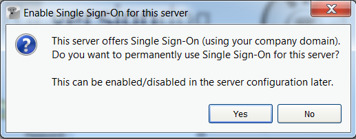 Activar el diálogo Single Sign-On para este servidor