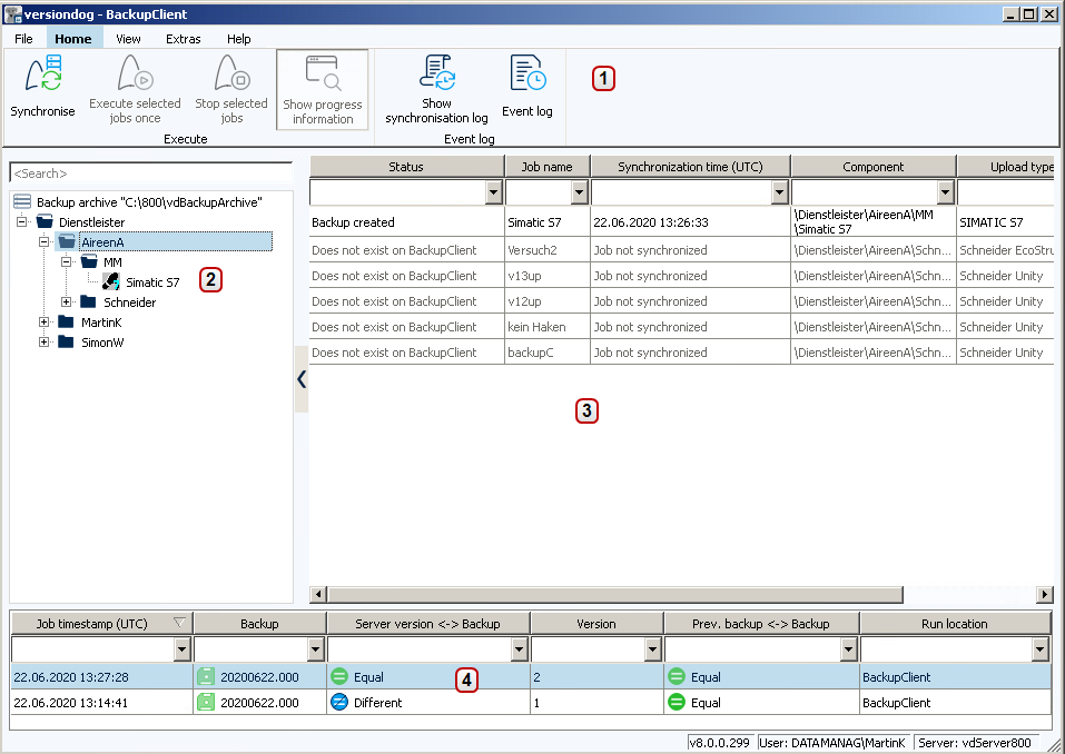 Interfaz de usuario de BackupClient