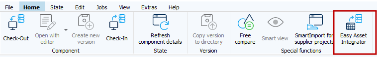 Barra de herramientas, Pestaña Inicio, Easy Asset Integrator