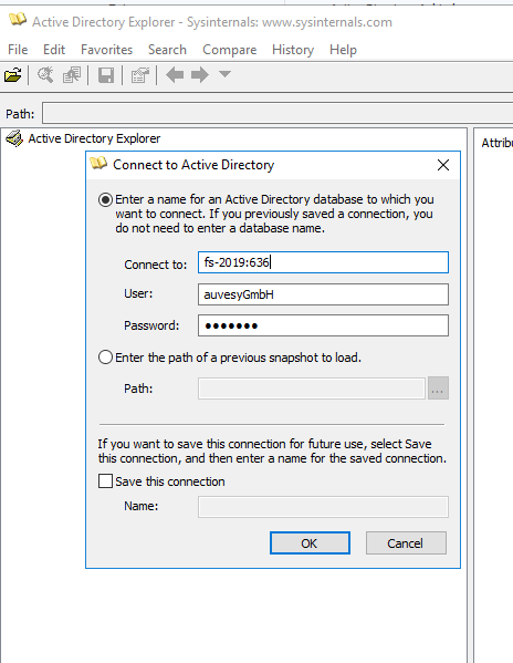 Dialog Connect to Active Directory