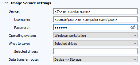 Job configuration, section AUVESY Image Service settings